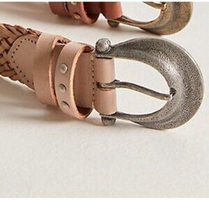 Free People Belt Leather Braided We The Free Brix Belt Mauve Pink Womens M/L